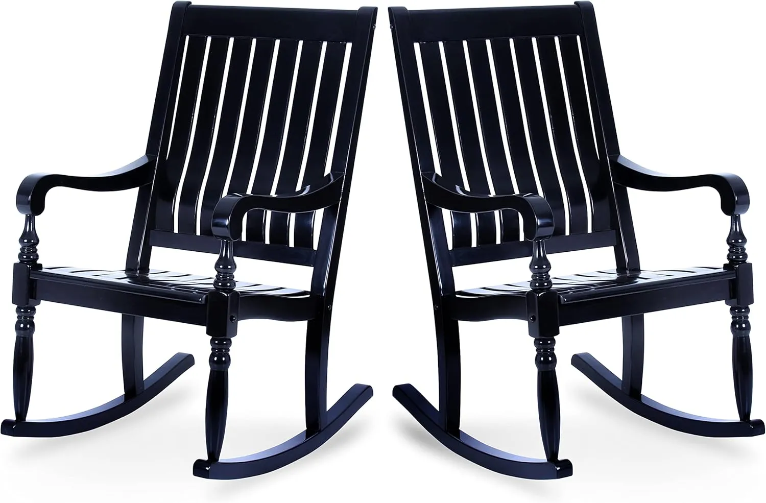 Cambridge Casual Montrose Solid Wood Oversized Rocking Chair Black, Set of 2