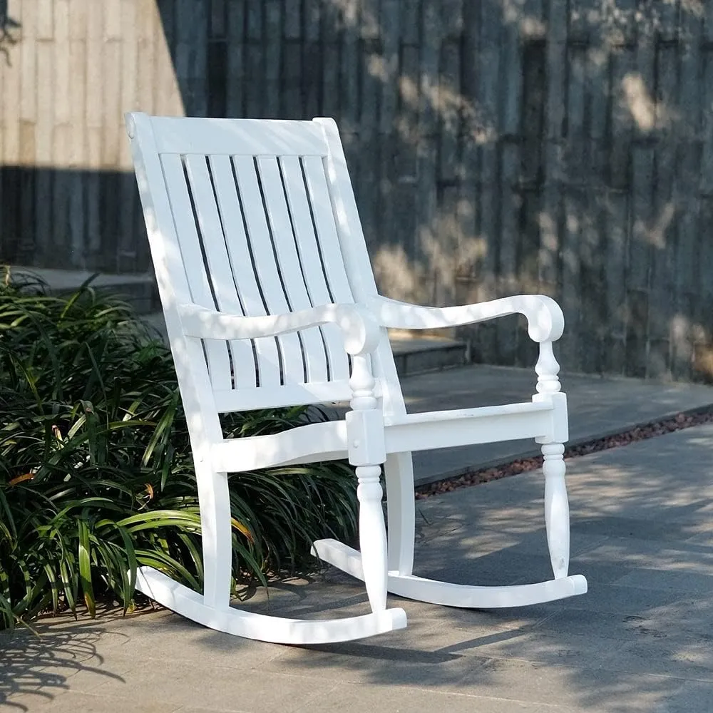 Cambridge Casual Montrose Solid Wood Oversized Rocking Chair White, Set of 2