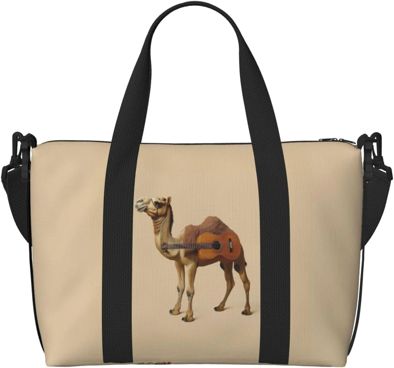 camel guitar funny print Travel Duffel Bag, Sports Tote Gym Bag, Swim Pool Bag Large Shoulder Tote Bag for Beach Weekender