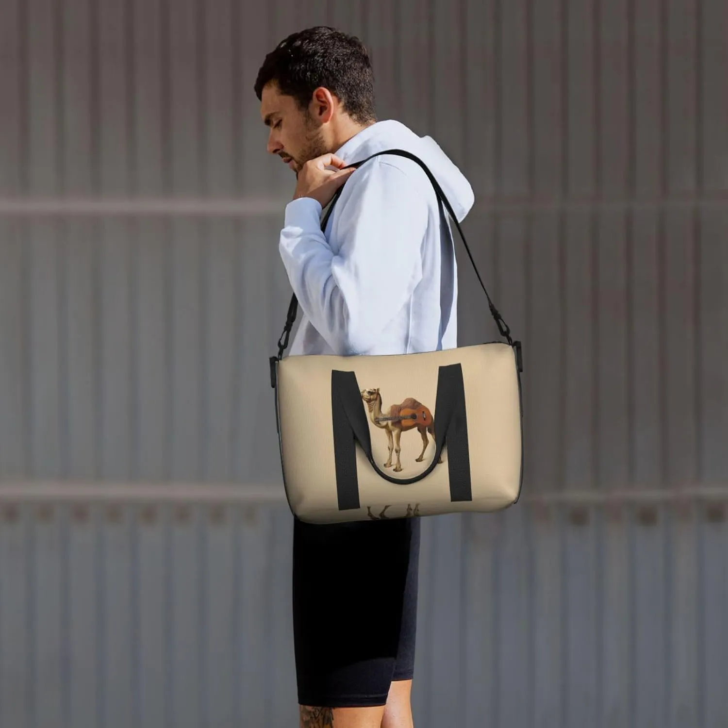 camel guitar funny print Travel Duffel Bag, Sports Tote Gym Bag, Swim Pool Bag Large Shoulder Tote Bag for Beach Weekender