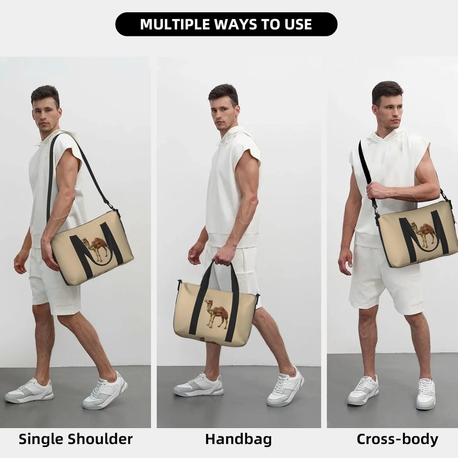 camel guitar funny print Travel Duffel Bag, Sports Tote Gym Bag, Swim Pool Bag Large Shoulder Tote Bag for Beach Weekender