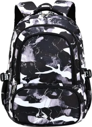 Camo Backpack for Kids, Lightweight Camo Backpack Elementary Middle School Backpack Water Repellent Bookbag (Camo Black)
