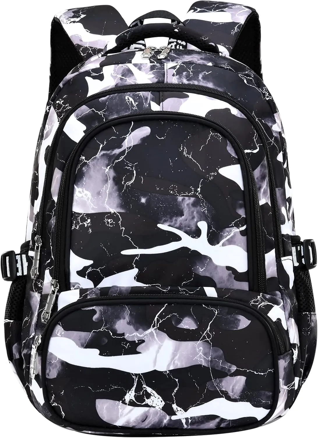 Camo Backpack for Kids, Lightweight Camo Backpack Elementary Middle School Backpack Water Repellent Bookbag (Camo Black)