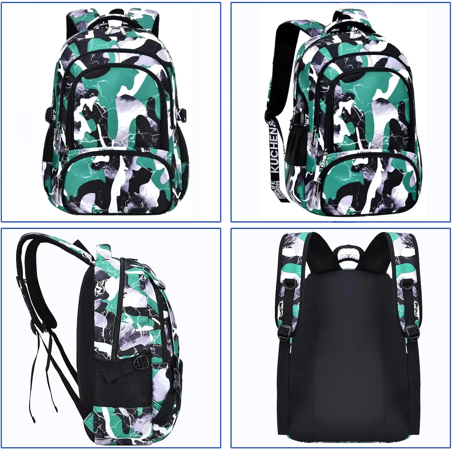 Camo Backpack for Kids, Lightweight Camo Backpack Elementary Middle School Backpack Water Repellent Bookbag (Camo Green)