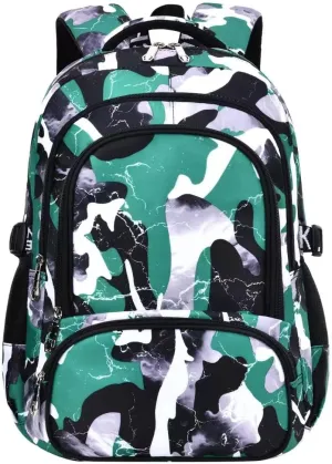 Camo Backpack for Kids, Lightweight Camo Backpack Elementary Middle School Backpack Water Repellent Bookbag (Camo Green)