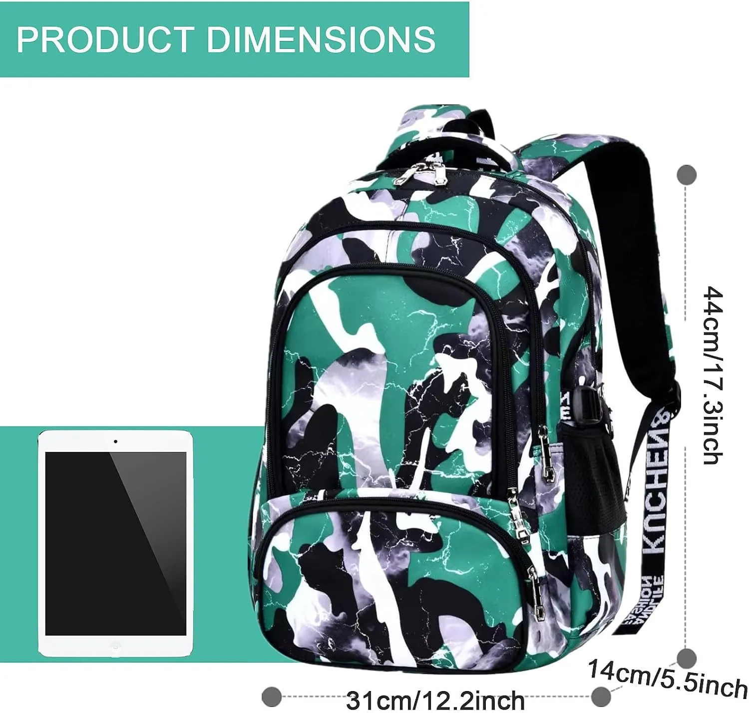 Camo Backpack for Kids, Lightweight Camo Backpack Elementary Middle School Backpack Water Repellent Bookbag (Camo Green)