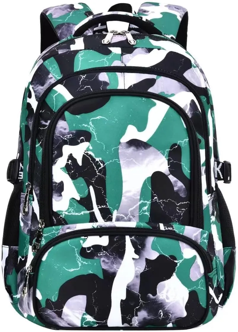 Camo Backpack for Kids, Lightweight Camo Backpack Elementary Middle School Backpack Water Repellent Bookbag (Camo Green)