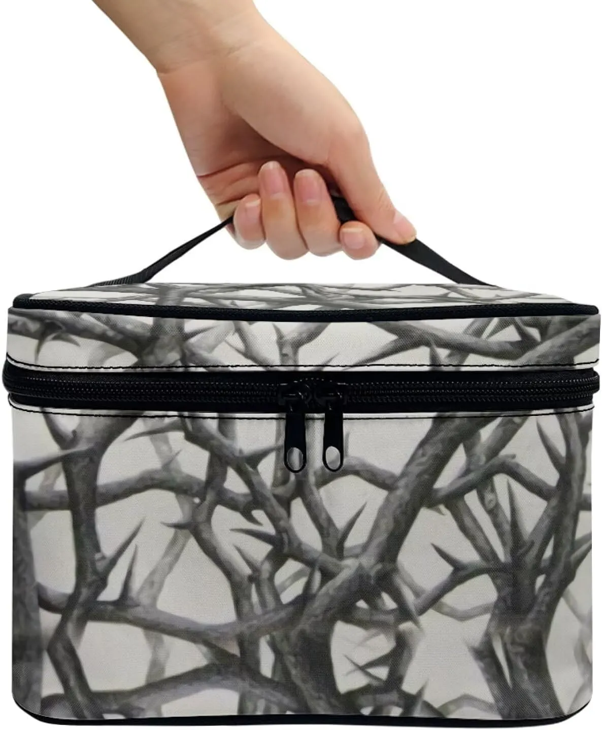 Camo Cosmetic Bag for Women Girls Zipper Toiletries Accessories BrushesPortable Brushes Case with Handle Easy to Clean for Weekend Getaways, Vacations, Weekender