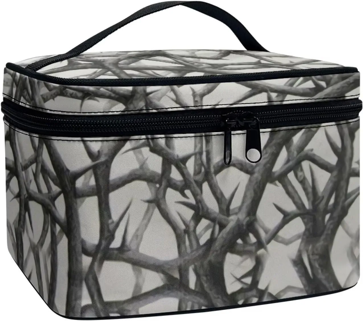 Camo Cosmetic Bag for Women Girls Zipper Toiletries Accessories BrushesPortable Brushes Case with Handle Easy to Clean for Weekend Getaways, Vacations, Weekender