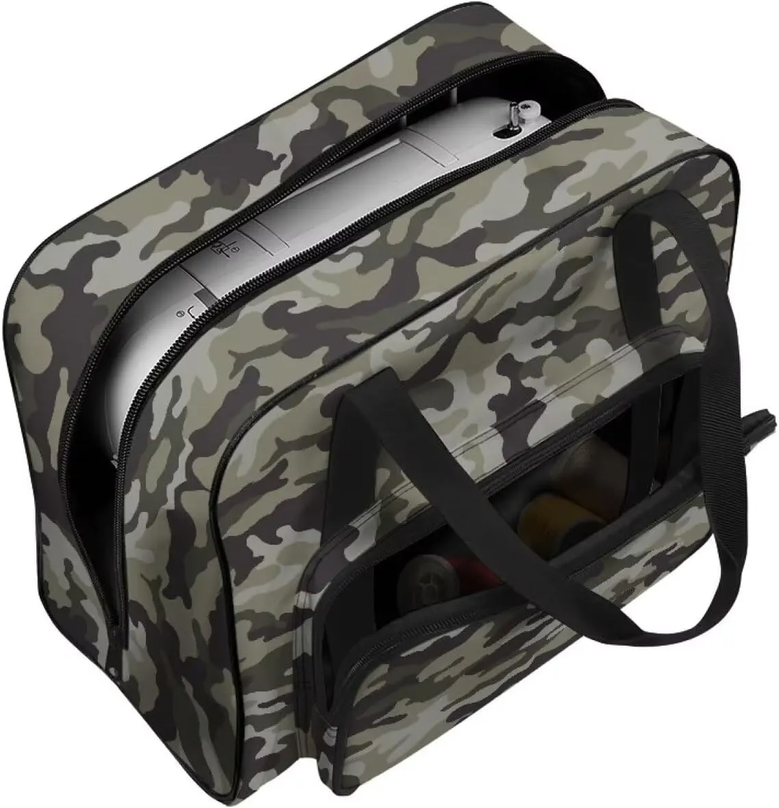 Camouflage Sewing Machine Carrying Case Tote Bag, Padded Storage Cover Carrying Case with Pockets and Handles, Suitable for Most Standard Sewing Machine