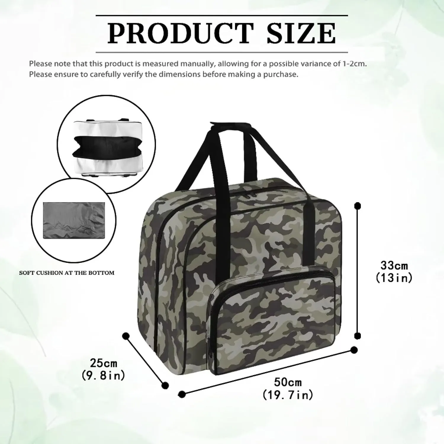 Camouflage Sewing Machine Carrying Case Tote Bag, Padded Storage Cover Carrying Case with Pockets and Handles, Suitable for Most Standard Sewing Machine