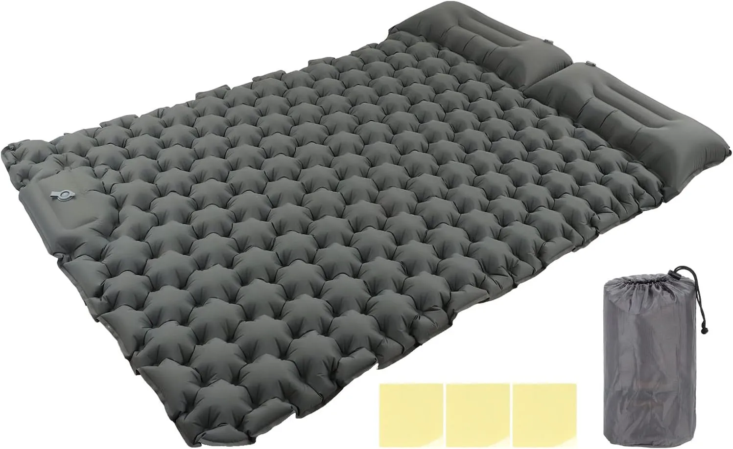 Camping Sleeping Pad Gray Water Prevent Nylon Ergonomic Support Foot Press 60S Inflating Mat Outdoor