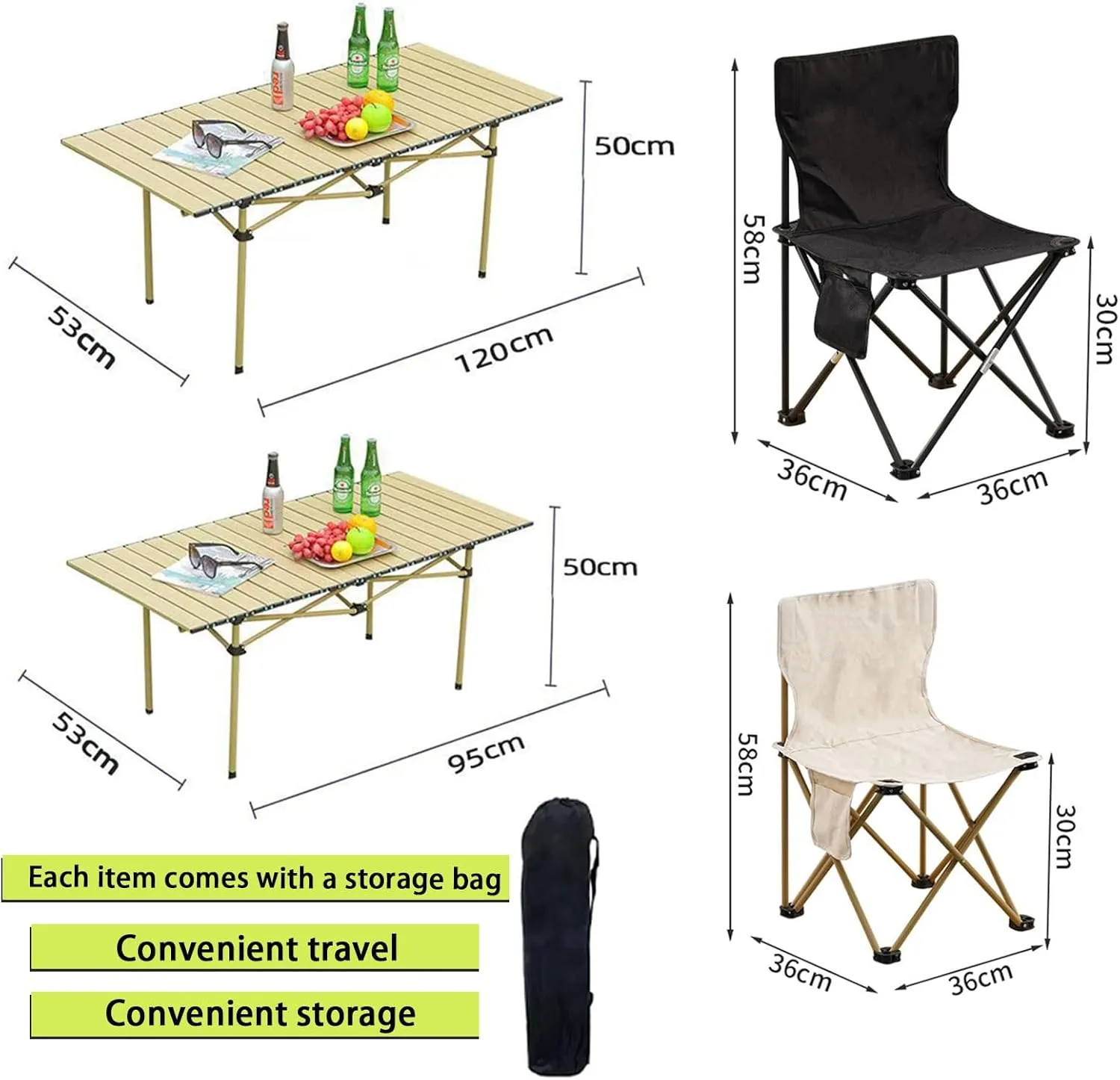 Camping Table Folding Camp Table Roll Up Surface Lightweight,with Carry Bag for Camping, Hiking, Picnics, BBQ, Beach Trips & Tailgating