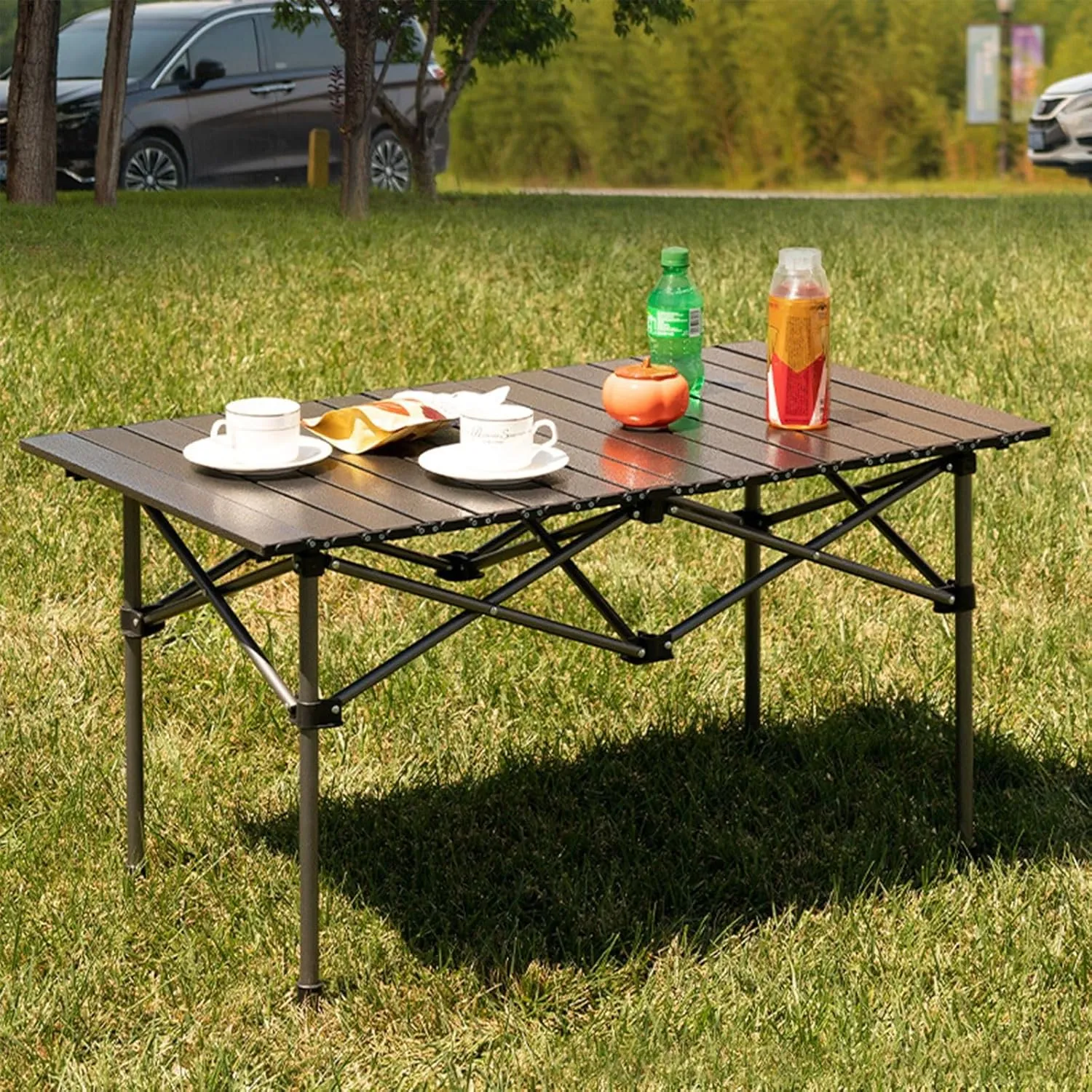 Camping Table Folding Camp Table Roll Up Surface Lightweight,with Carry Bag for Camping, Hiking, Picnics, BBQ, Beach Trips & Tailgating