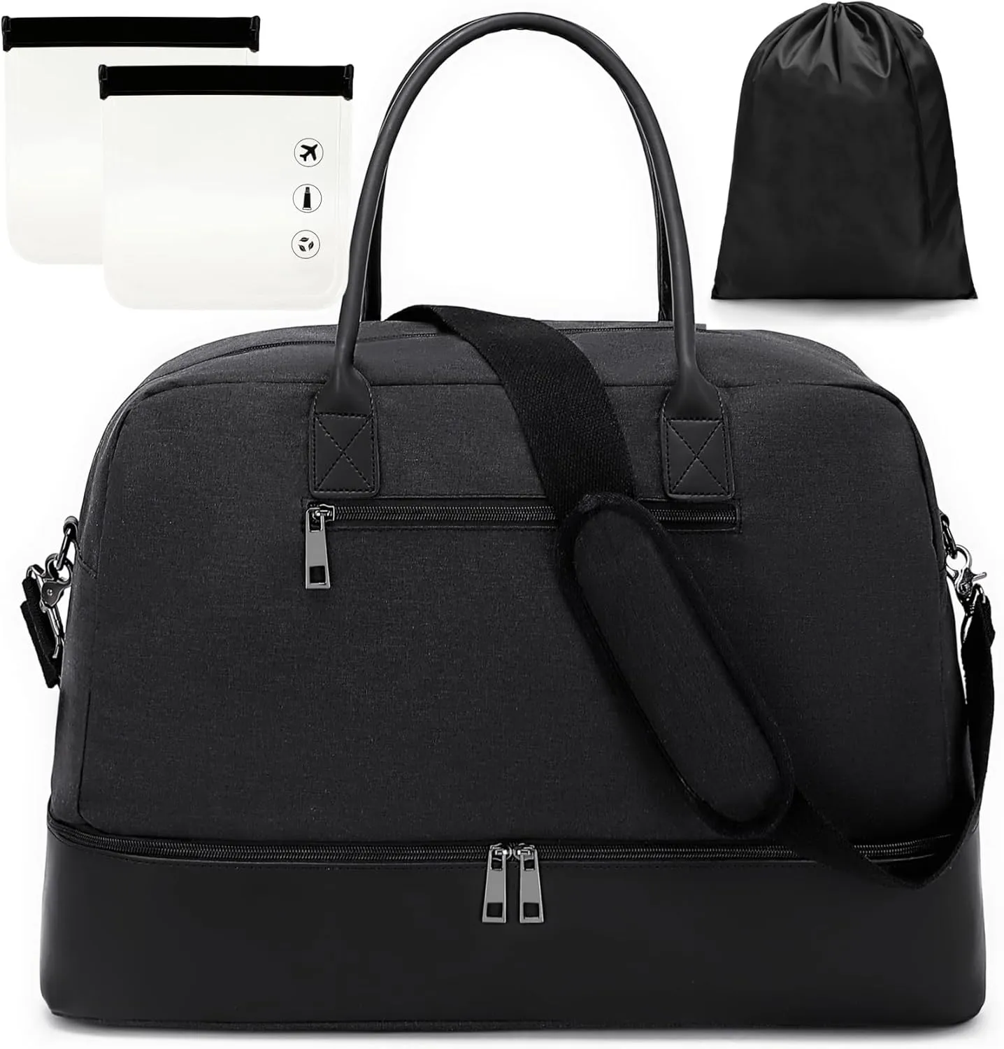 CAMTOP Weekender Bags for Women Travel Carry On Tote Bag with Shoe Compartment Overnight Bag for Airplanes, Travel Duffel Bag，Hospital Bag for Women Labor Delivery (A-Black)