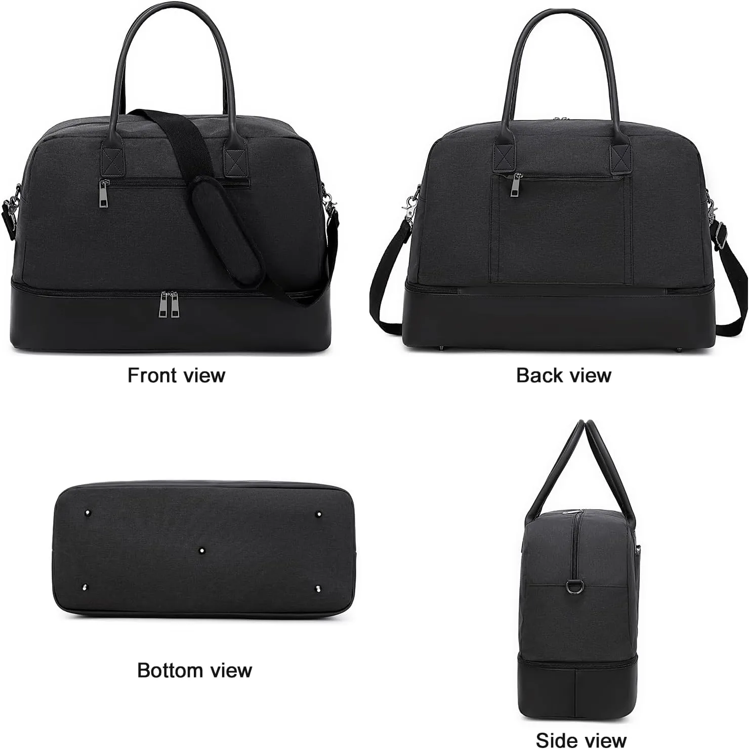 CAMTOP Weekender Bags for Women Travel Carry On Tote Bag with Shoe Compartment Overnight Bag for Airplanes, Travel Duffel Bag，Hospital Bag for Women Labor Delivery (A-Black)