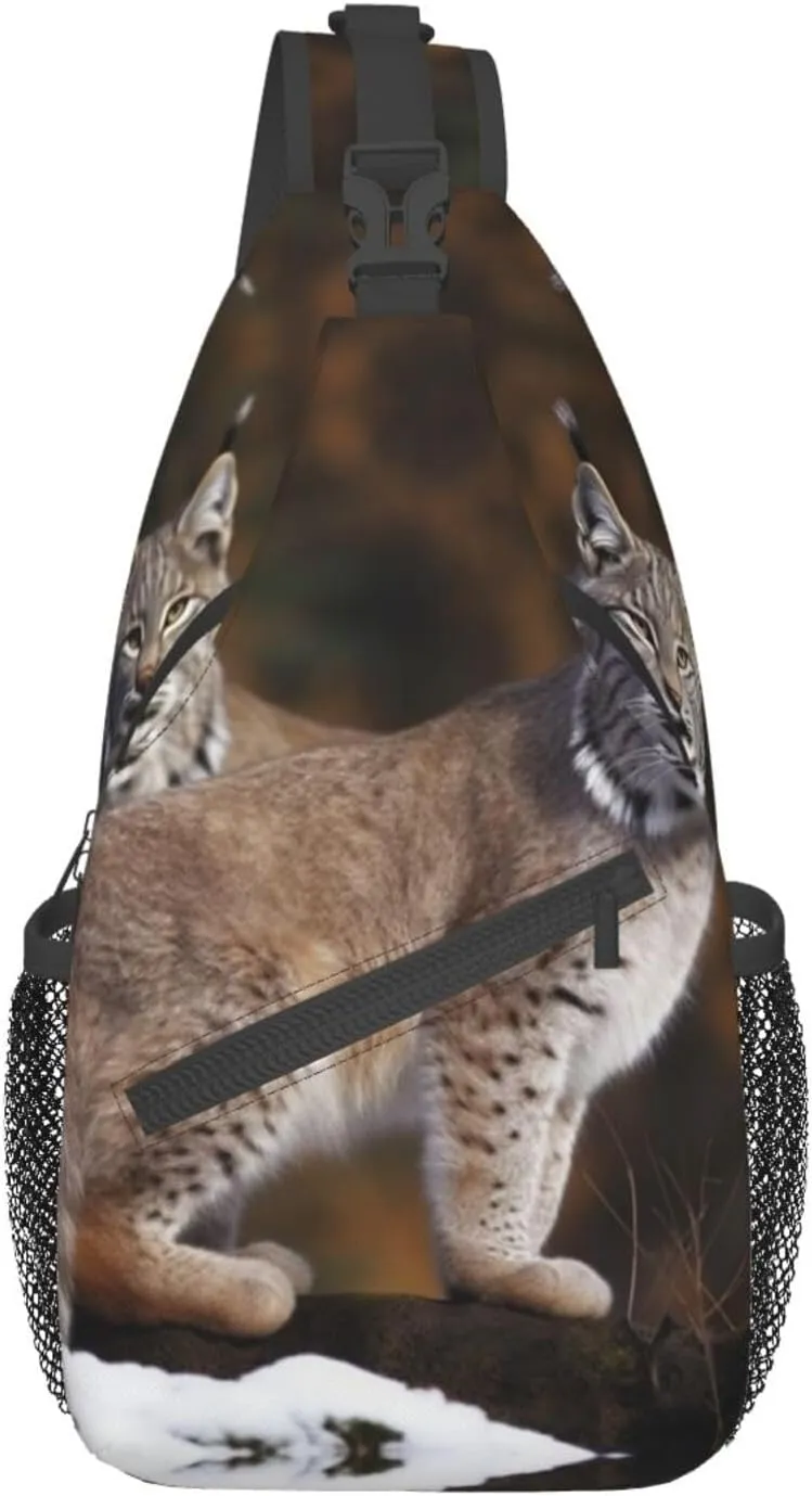 Canada Lynx Cross Chest Bag Diagonally Crossbody Shoulder Bag Travel Backpack Sling Bag for Women Men