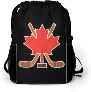 Canada Maple Hockey Gym Bag Workout Gym Backpack with Shoe Compartment Sports Bags for Women Men