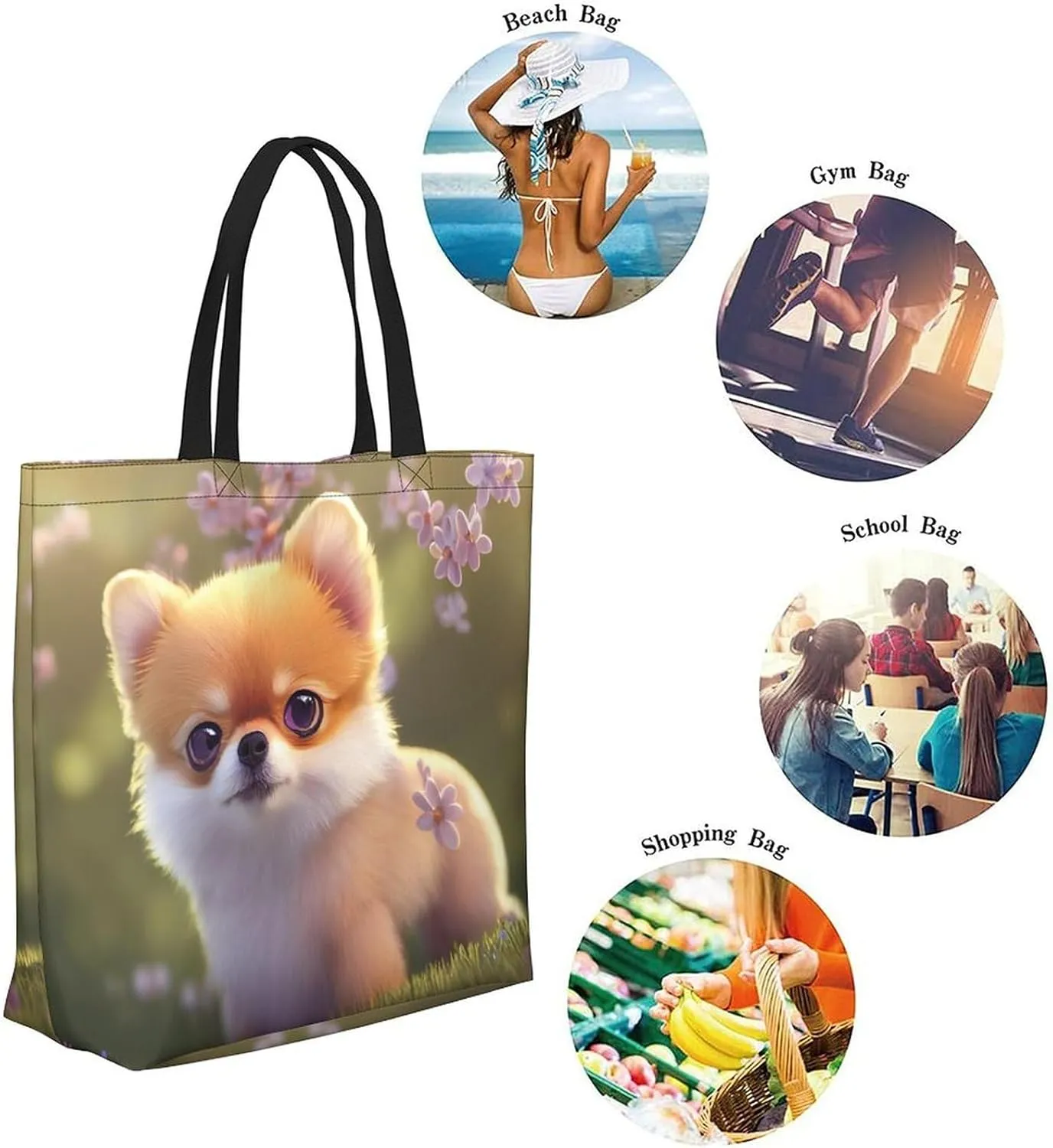 Canvas Tote Bag Large Casual Shoulder Bag for Women Handbag Reusable Beach Shopping Gym Picnic Travel Grocery Bag
