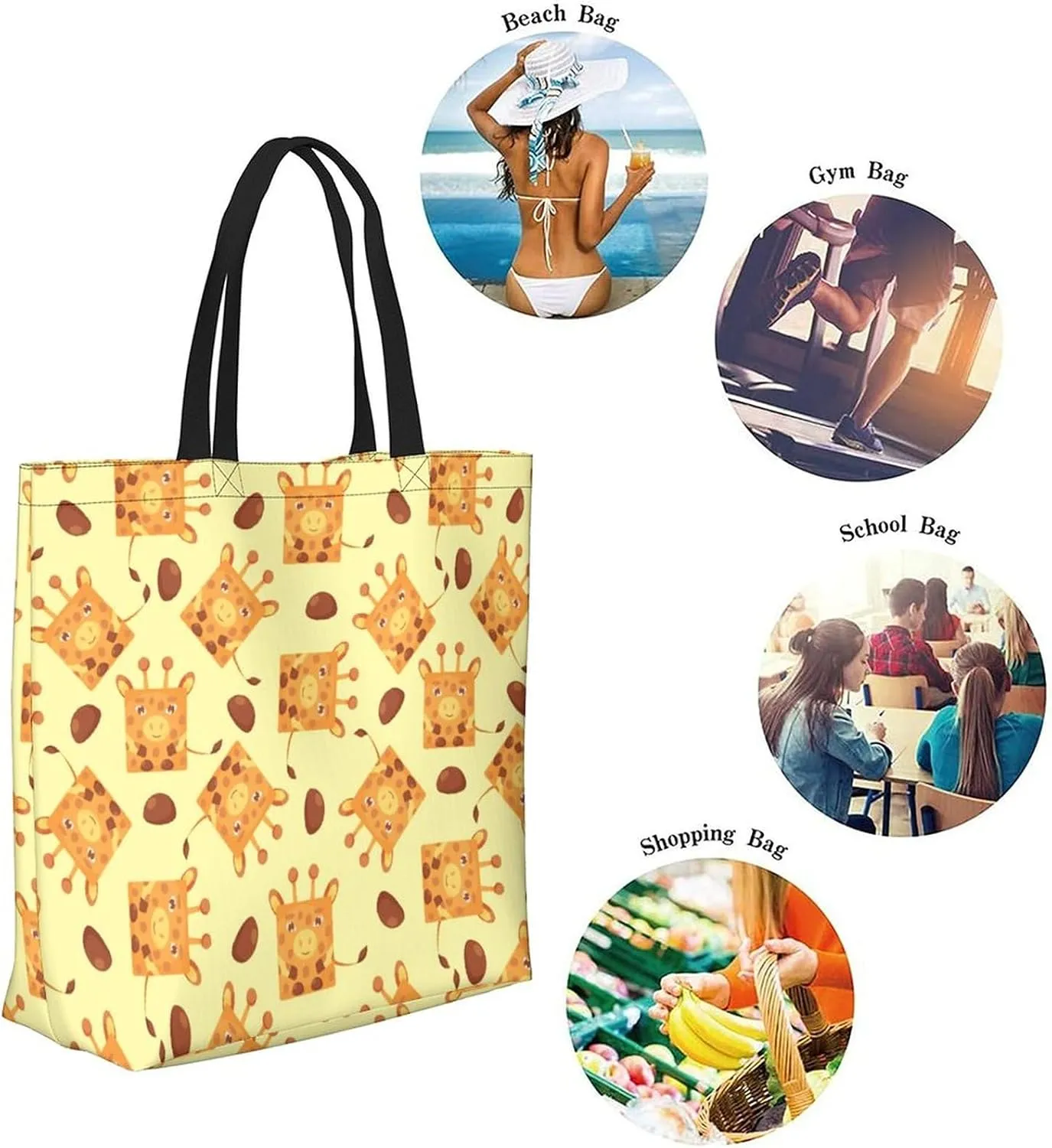 Canvas Tote Bag Large Casual Shoulder Bag for Women Handbag Reusable Beach Shopping Gym Picnic Travel Grocery Bag