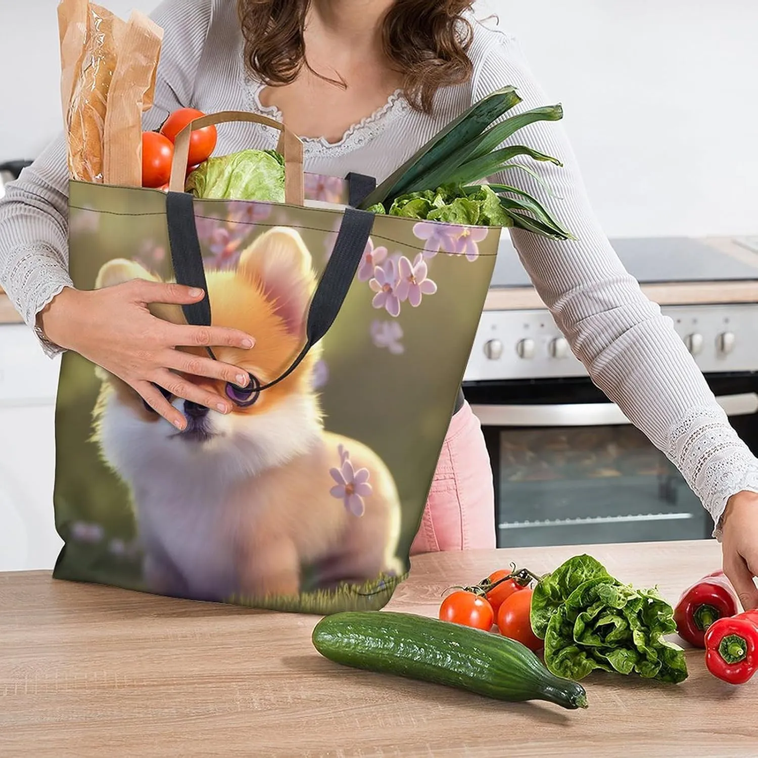 Canvas Tote Bag Large Casual Shoulder Bag for Women Handbag Reusable Beach Shopping Gym Picnic Travel Grocery Bag