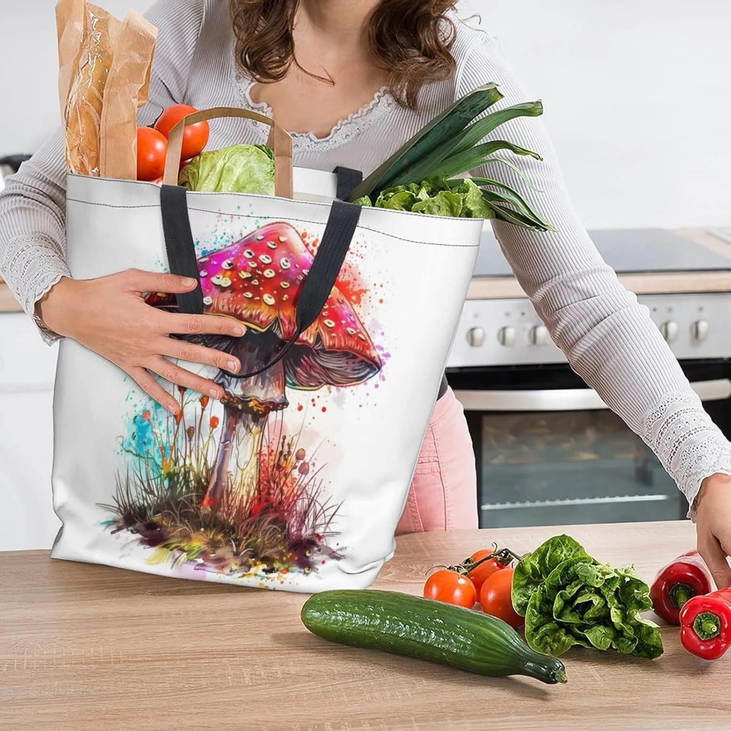 Canvas Tote Bag Large Women Casual Shoulder Bag Handbag Reusable Beach Shopping Grocery Bag For Outdoors
