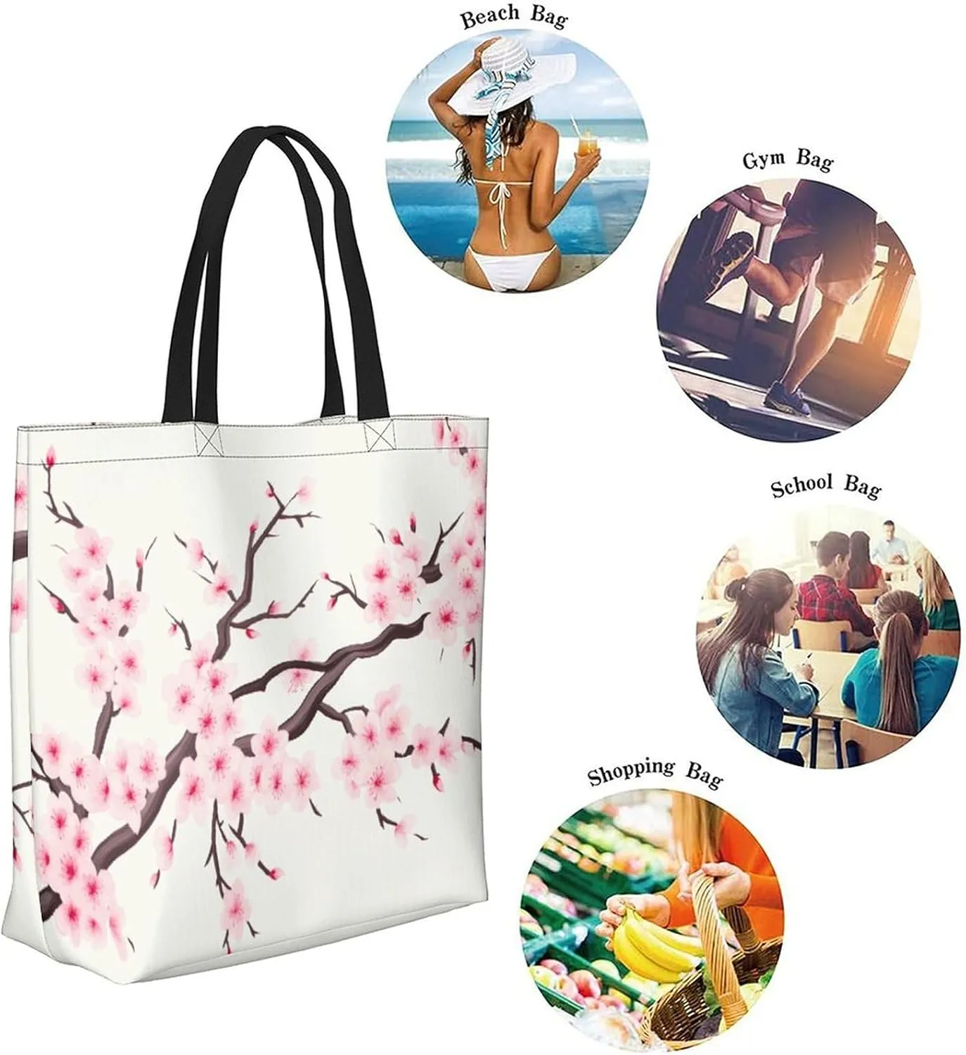 Canvas Tote Bag Large Women Casual Shoulder Bag Handbag Reusable Beach Shopping Grocery Bag For Outdoors