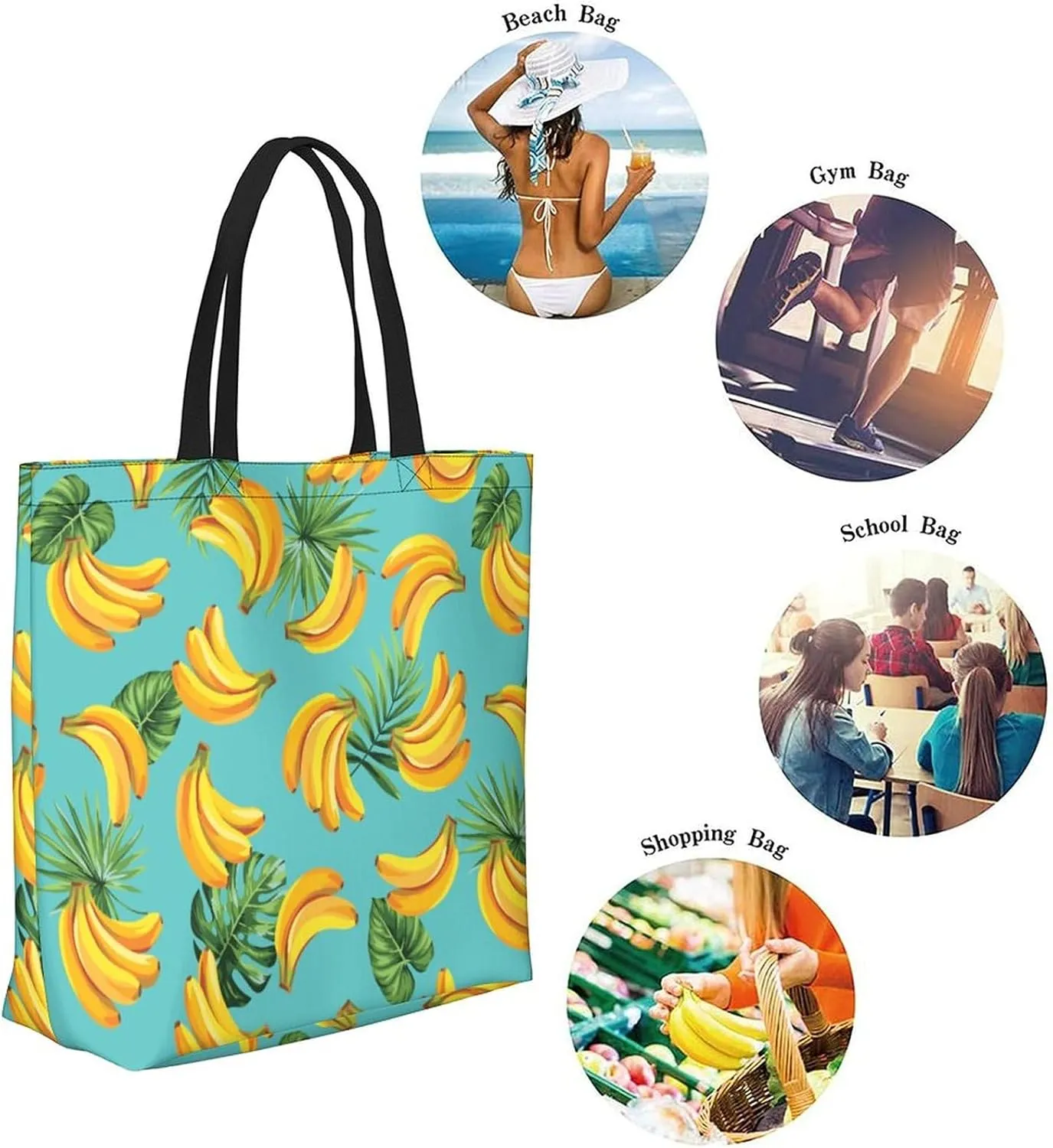 Canvas Tote Bag Large Women Casual Shoulder Bag Handbag Reusable Beach Shopping Grocery Bag For Outdoors