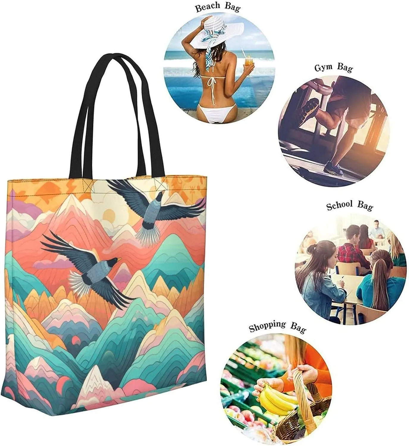 Canvas Tote Bag Large Women Casual Shoulder Bag Handbag Reusable Beach Shopping Grocery Bag For Outdoors
