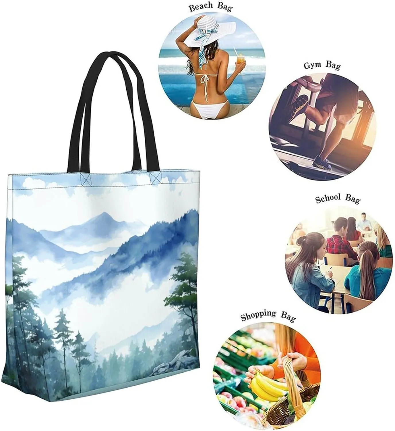 Canvas Tote Bag Large Women Casual Shoulder Bag Handbag Reusable Beach Shopping Grocery Bag For Outdoors