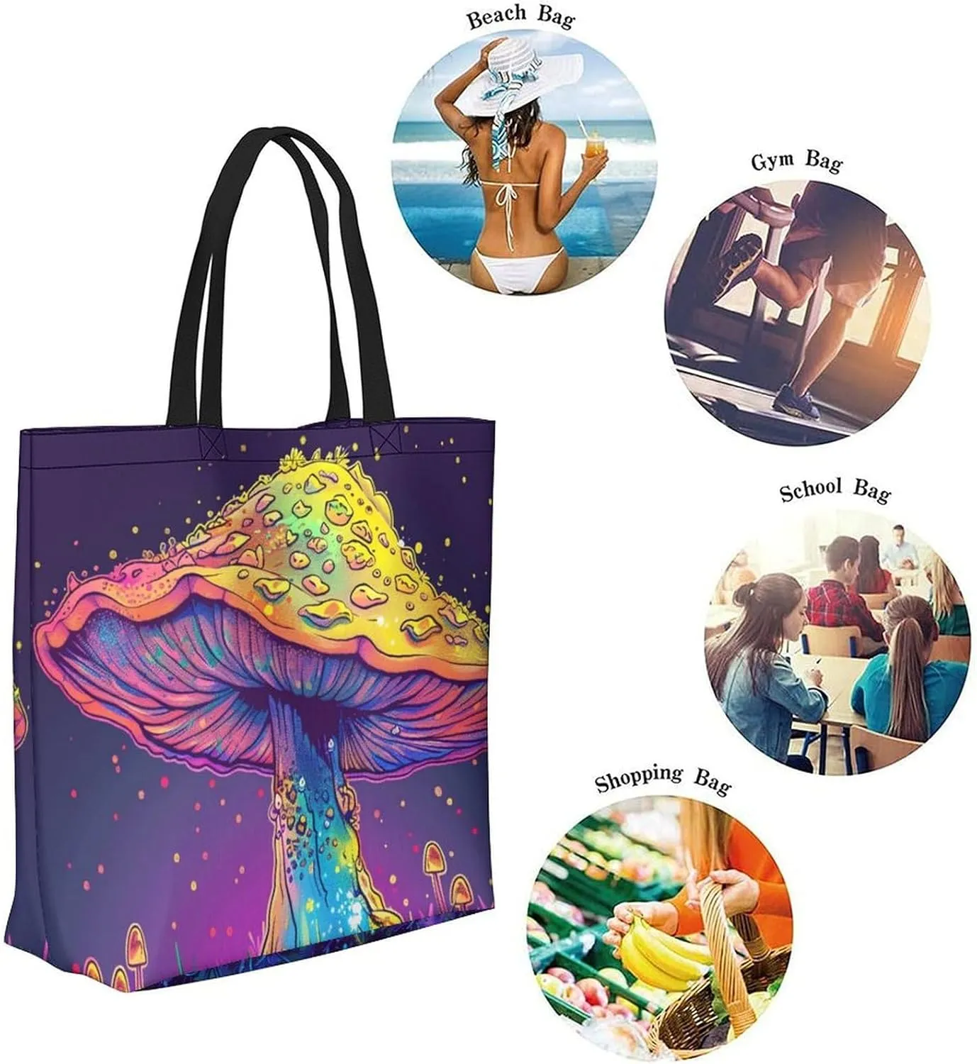 Canvas Tote Bag Large Women Casual Shoulder Bag Handbag Reusable Beach Shopping Grocery Bag For Outdoors