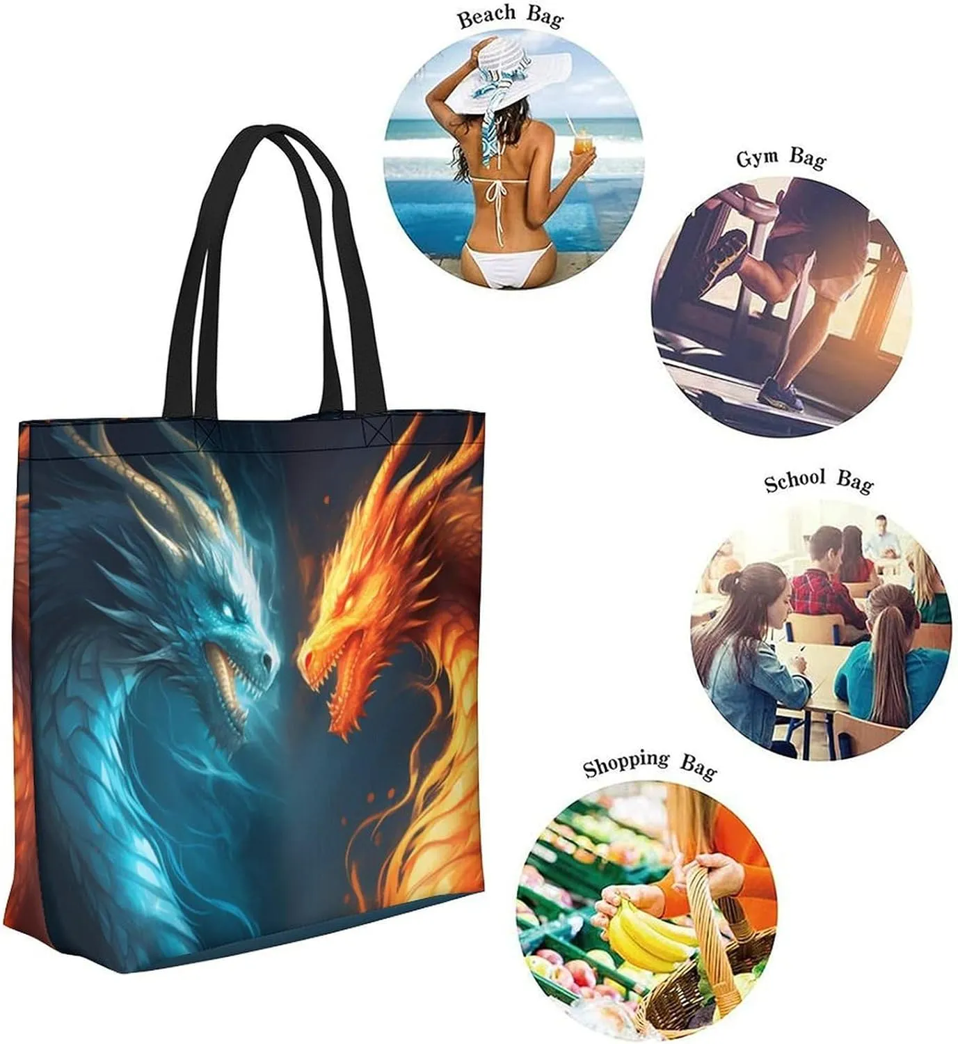 Canvas Tote Bag Large Women Casual Shoulder Bag Handbag Reusable Beach Shopping Grocery Bag For Outdoors