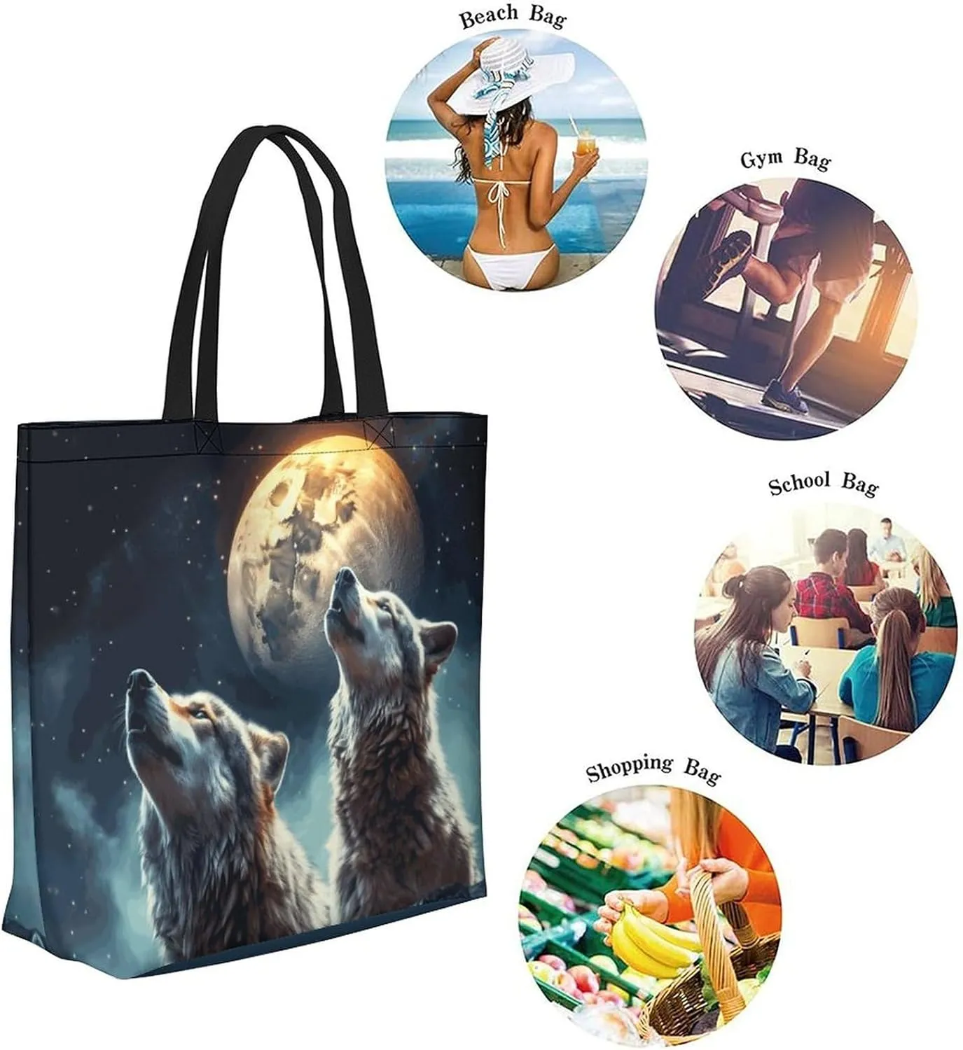 Canvas Tote Bag Large Women Casual Shoulder Bag Handbag Reusable Beach Shopping Grocery Bag For Outdoors