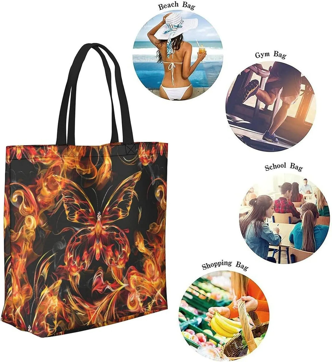 Canvas Tote Bag Large Women Casual Shoulder Bag Handbag Reusable Beach Shopping Grocery Bag For Outdoors