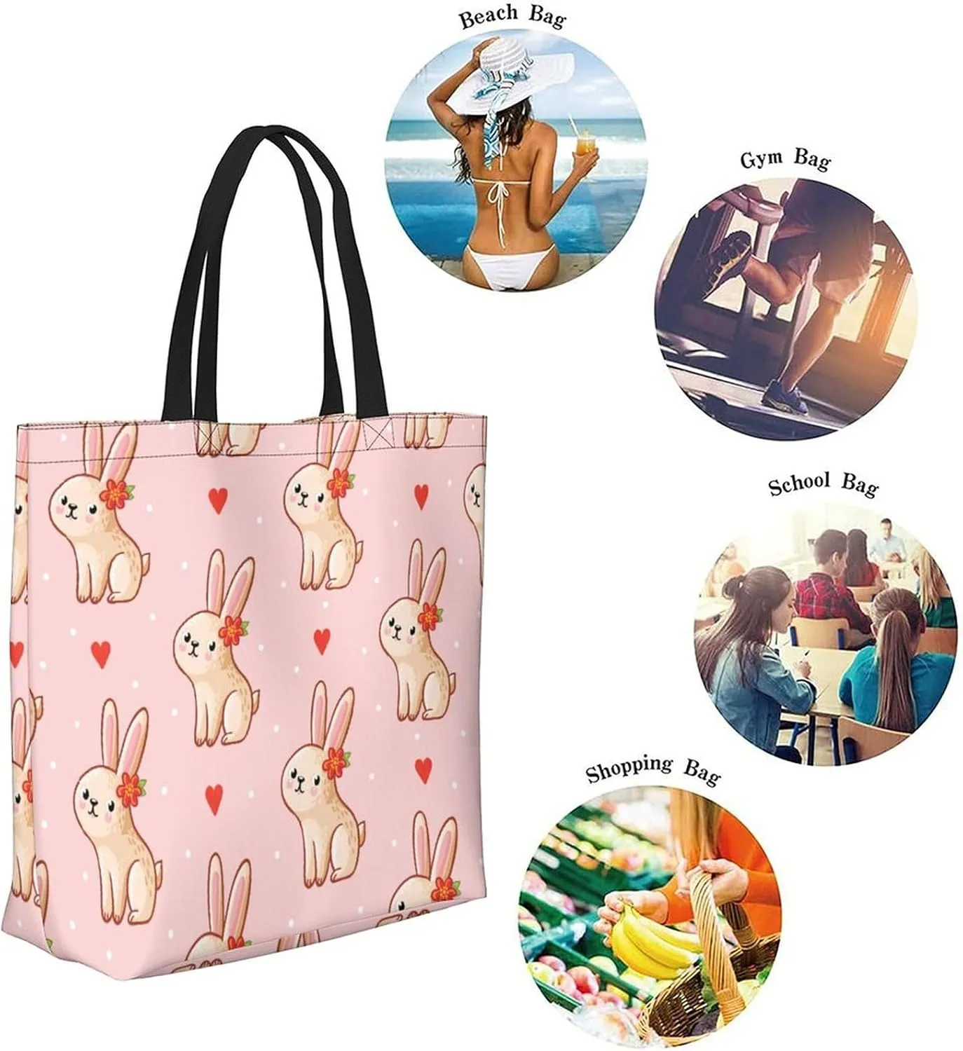 Canvas Tote Bag Large Women Casual Shoulder Bag Handbag Reusable Beach Shopping Grocery Bag For Outdoors