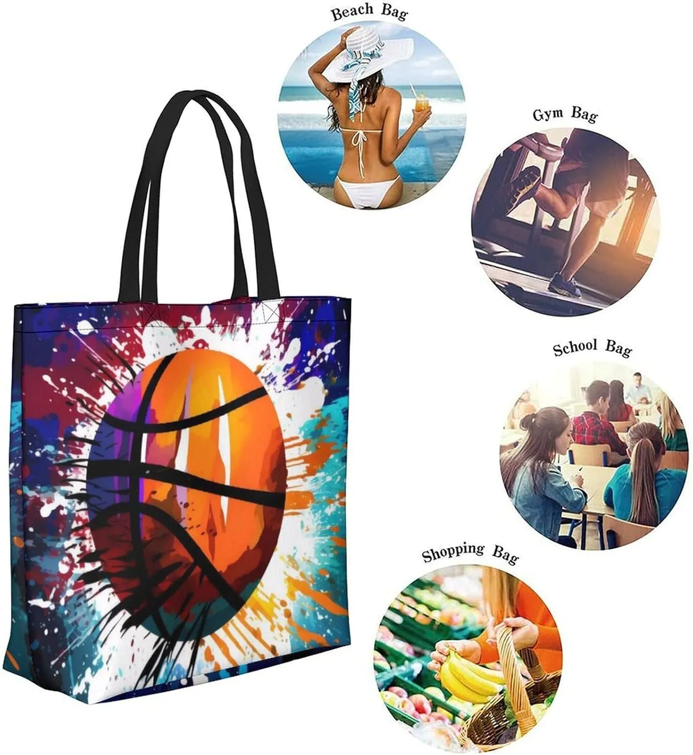 Canvas Tote Bag Large Women Casual Shoulder Bag Handbag Reusable Beach Shopping Grocery Bag For Outdoors