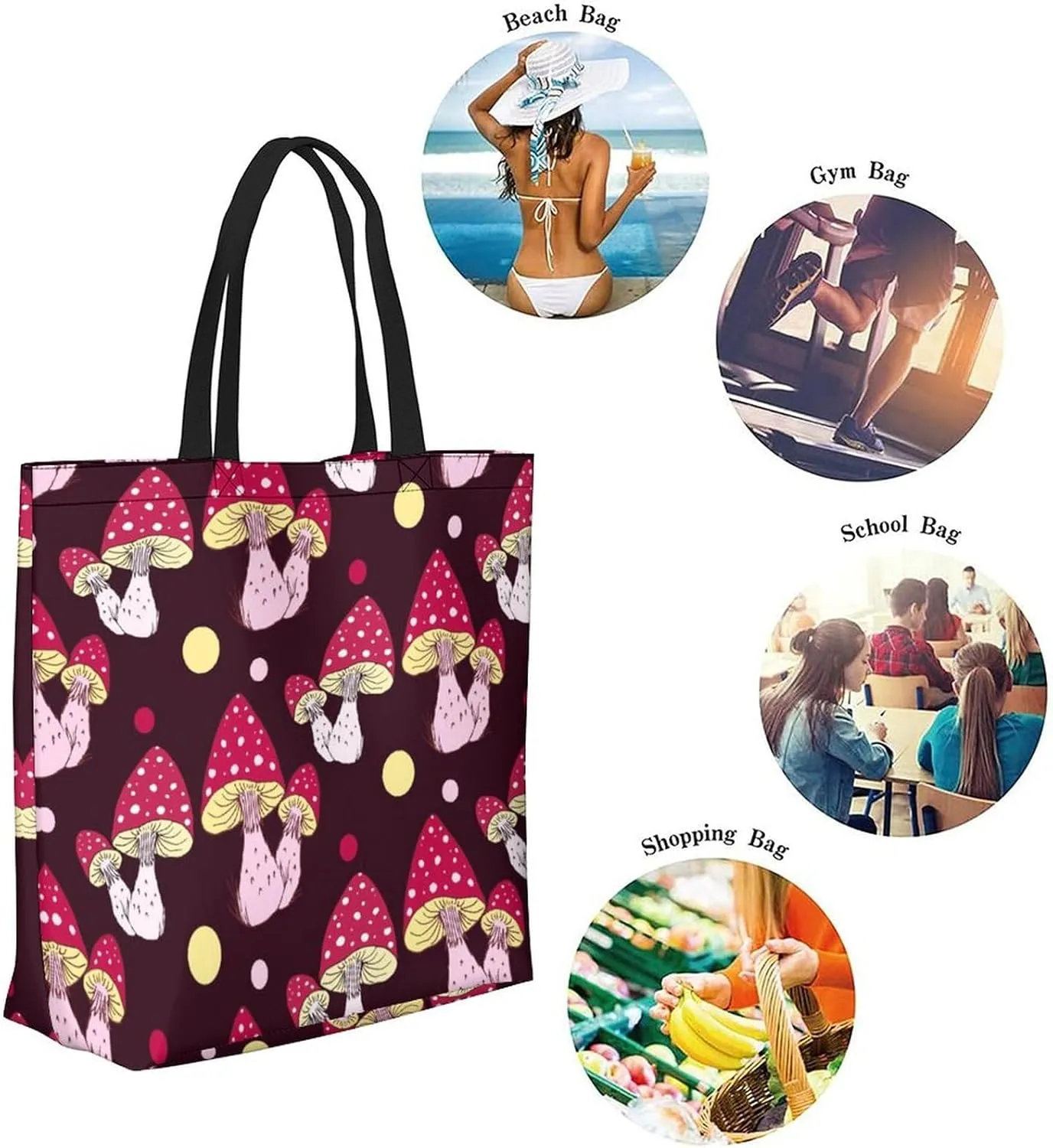 Canvas Tote Bag Large Women Casual Shoulder Bag Handbag Reusable Beach Shopping Grocery Bag For Outdoors