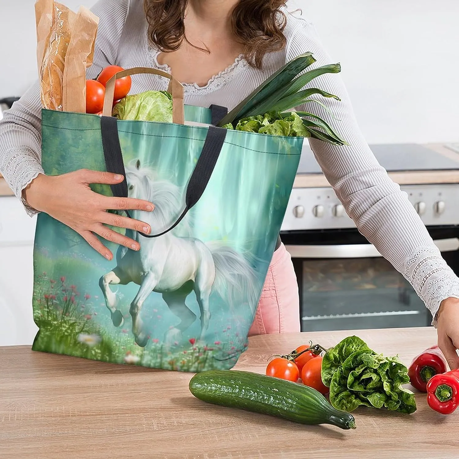 Canvas Tote Bag Large Women Casual Shoulder Bag Handbag Reusable Beach Shopping Grocery Bag For Outdoors