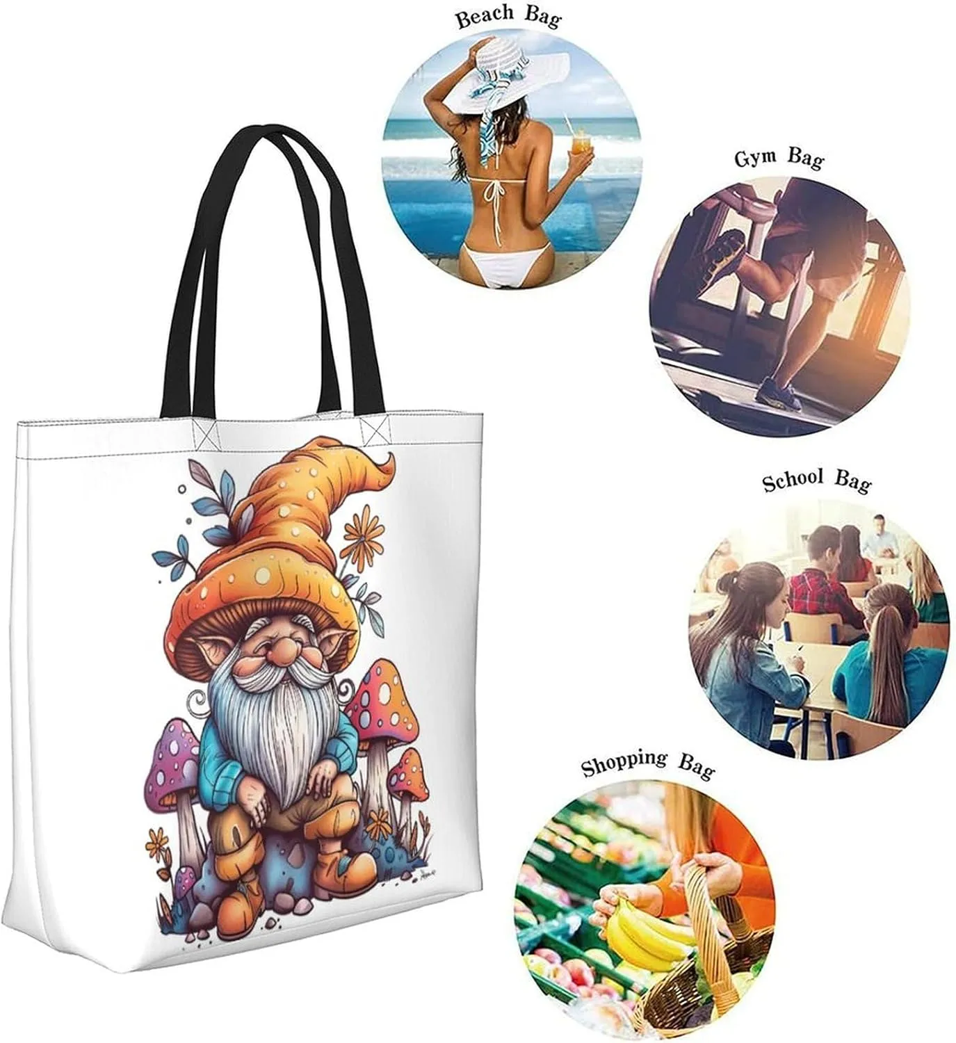 Canvas Tote Bag Large Women Casual Shoulder Bag Handbag Reusable Beach Shopping Grocery Bag For Outdoors