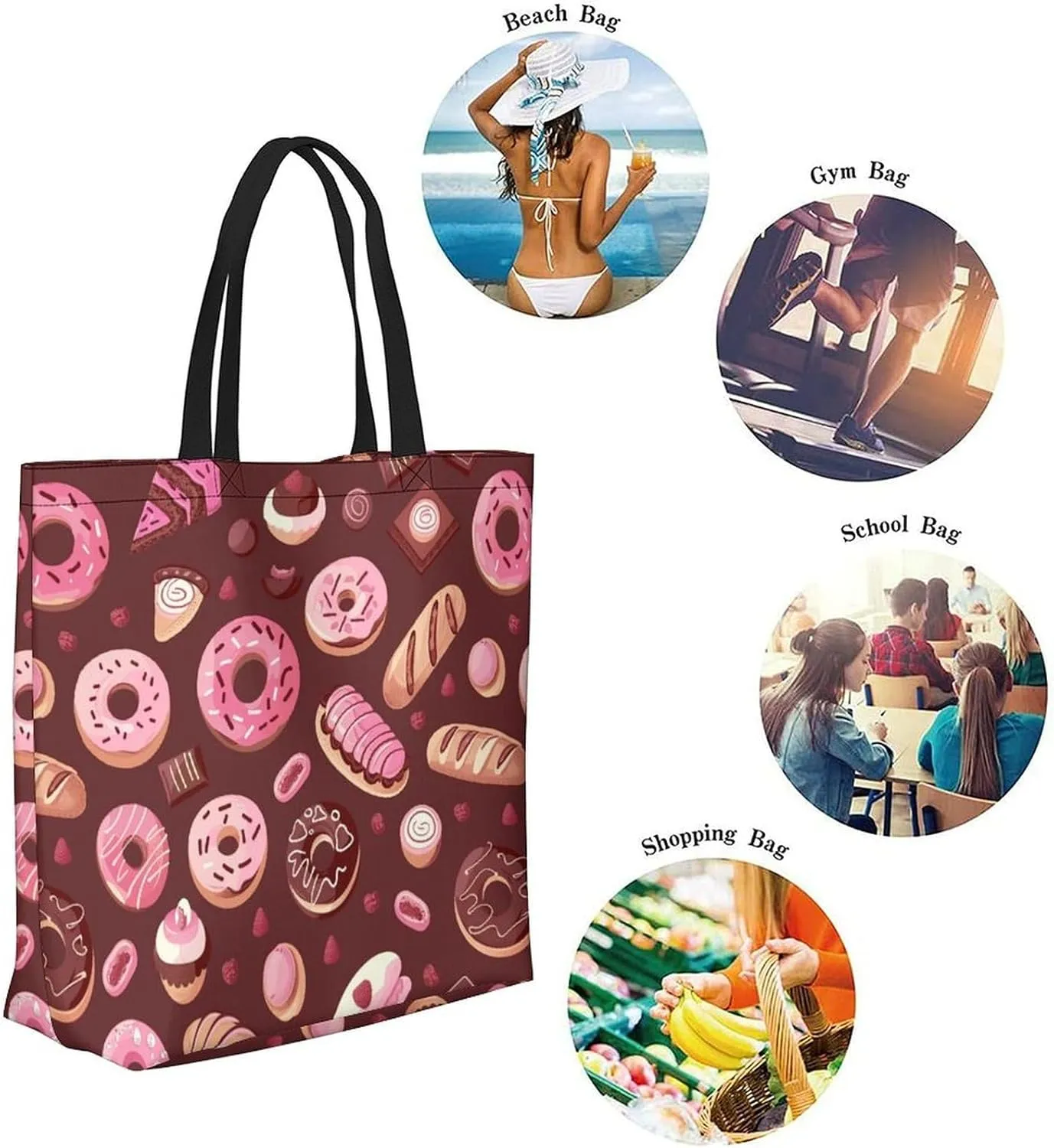 Canvas Tote Bag Large Women Casual Shoulder Bag Handbag Reusable Beach Shopping Grocery Bag For Outdoors