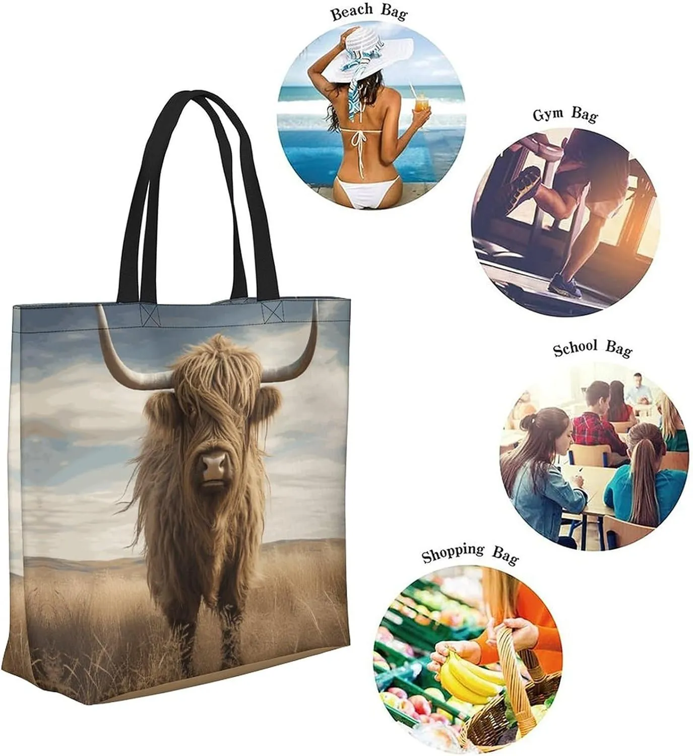 Canvas Tote Bag Large Women Casual Shoulder Bag Handbag Reusable Beach Shopping Grocery Bag For Outdoors