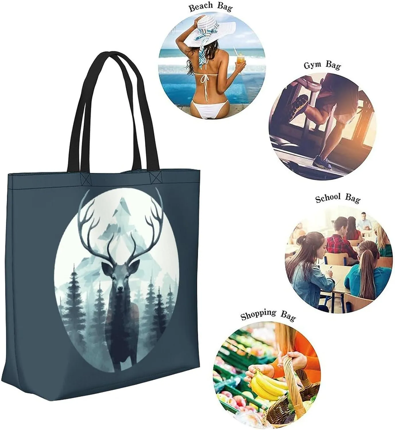 Canvas Tote Bag Large Women Casual Shoulder Bag Handbag Reusable Beach Shopping Grocery Bag For Outdoors