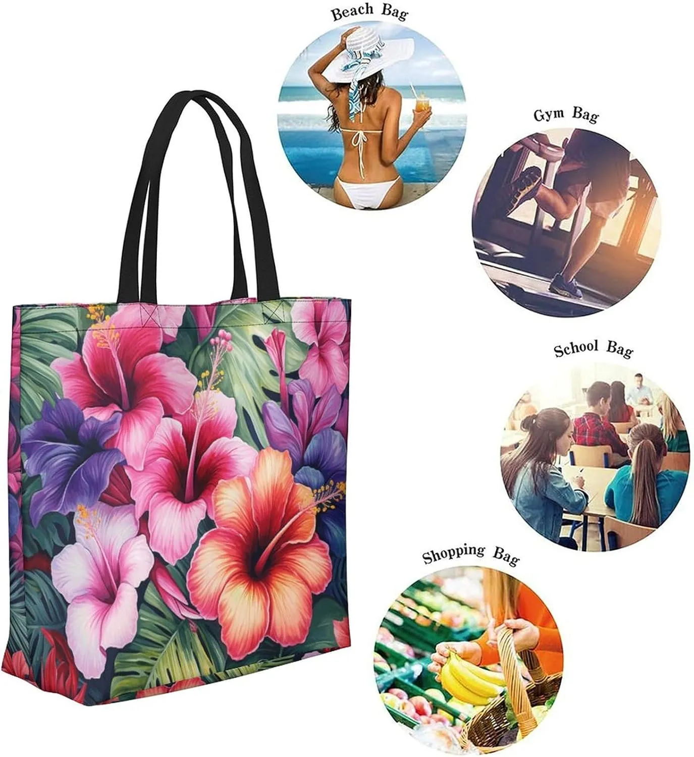 Canvas Tote Bag Large Women Casual Shoulder Bag Handbag Reusable Beach Shopping Grocery Bag For Outdoors