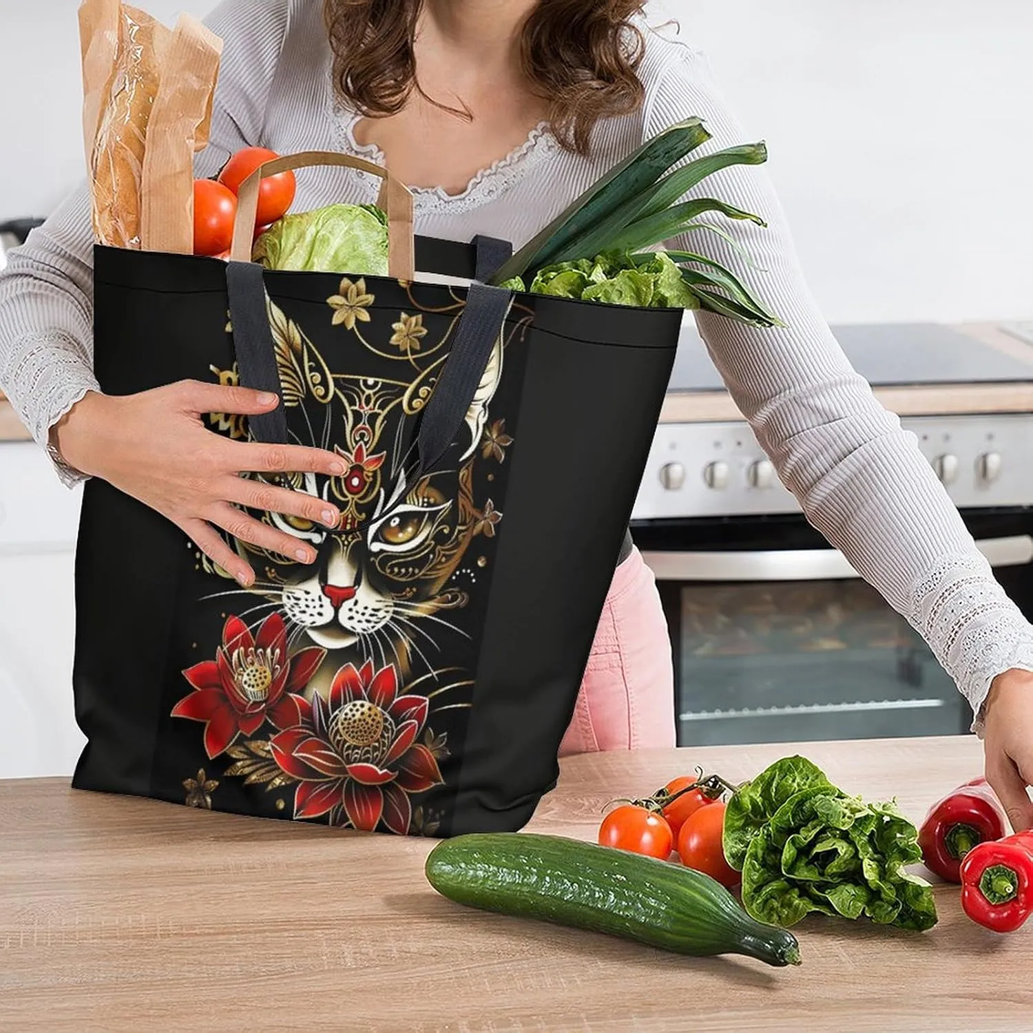 Canvas Tote Bag Large Women Casual Shoulder Bag Handbag Reusable Beach Shopping Grocery Bag For Outdoors