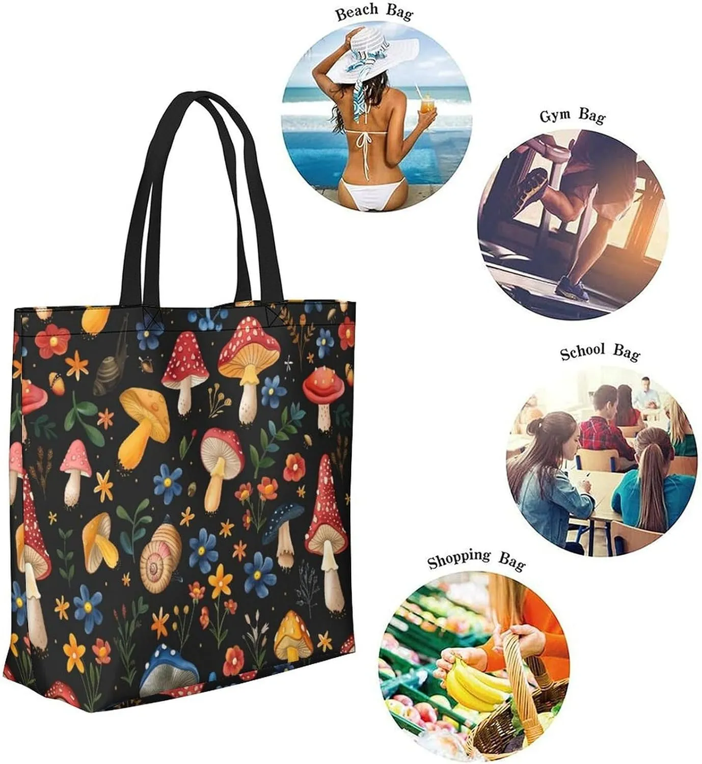 Canvas Tote Bag Large Women Casual Shoulder Bag Handbag Reusable Beach Shopping Grocery Bag For Outdoors