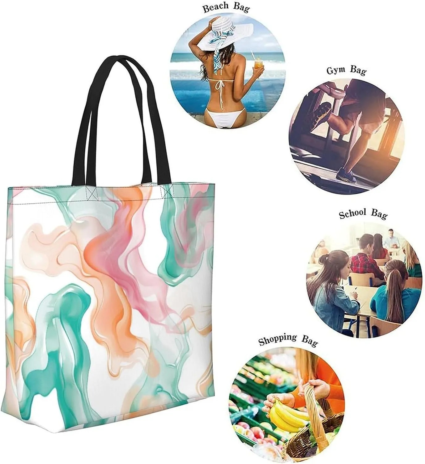 Canvas Tote Bag Large Women Casual Shoulder Bag Handbag Reusable Beach Shopping Grocery Bag For Outdoors