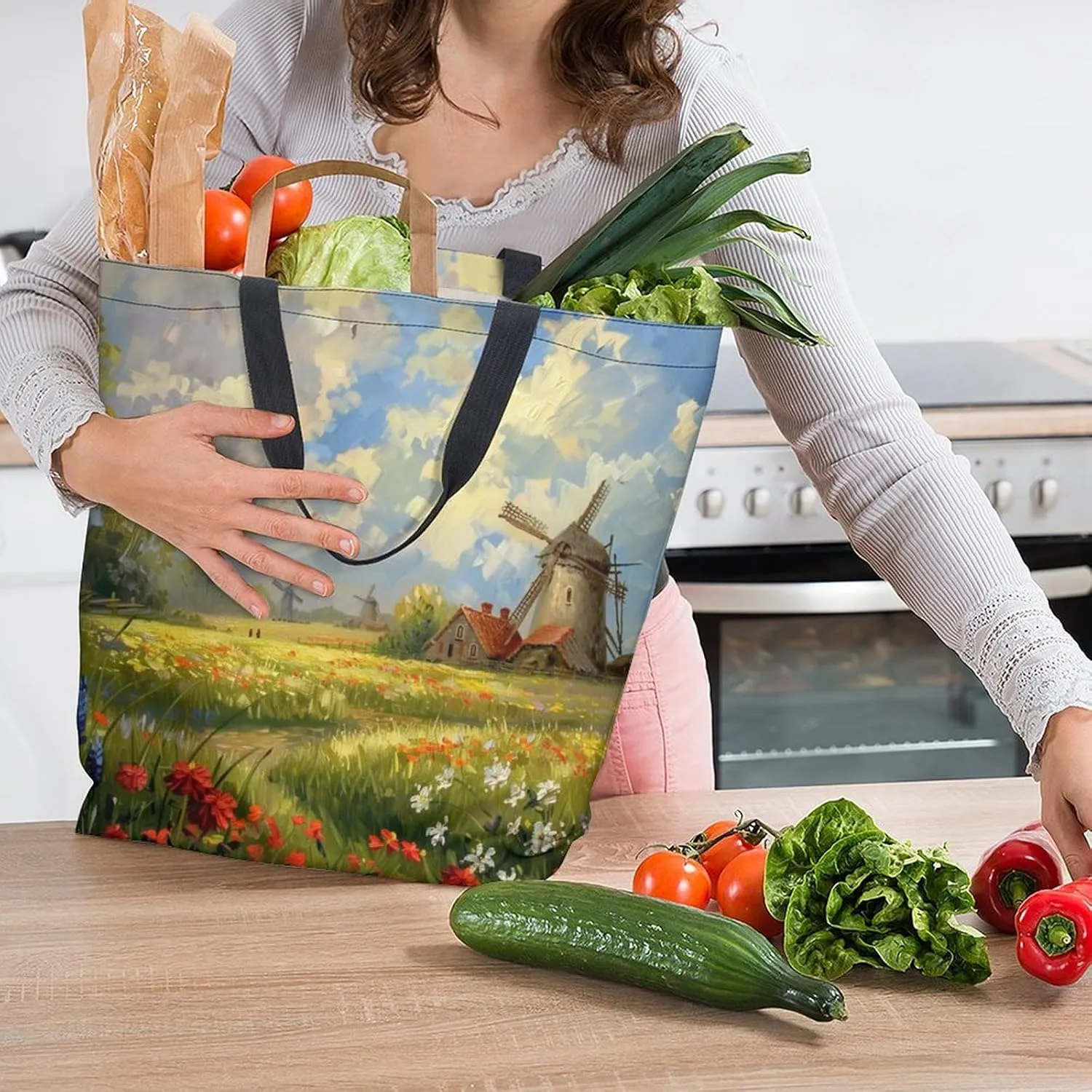 Canvas Tote Bag Large Women Casual Shoulder Bag Handbag Reusable Beach Shopping Grocery Bag For Outdoors