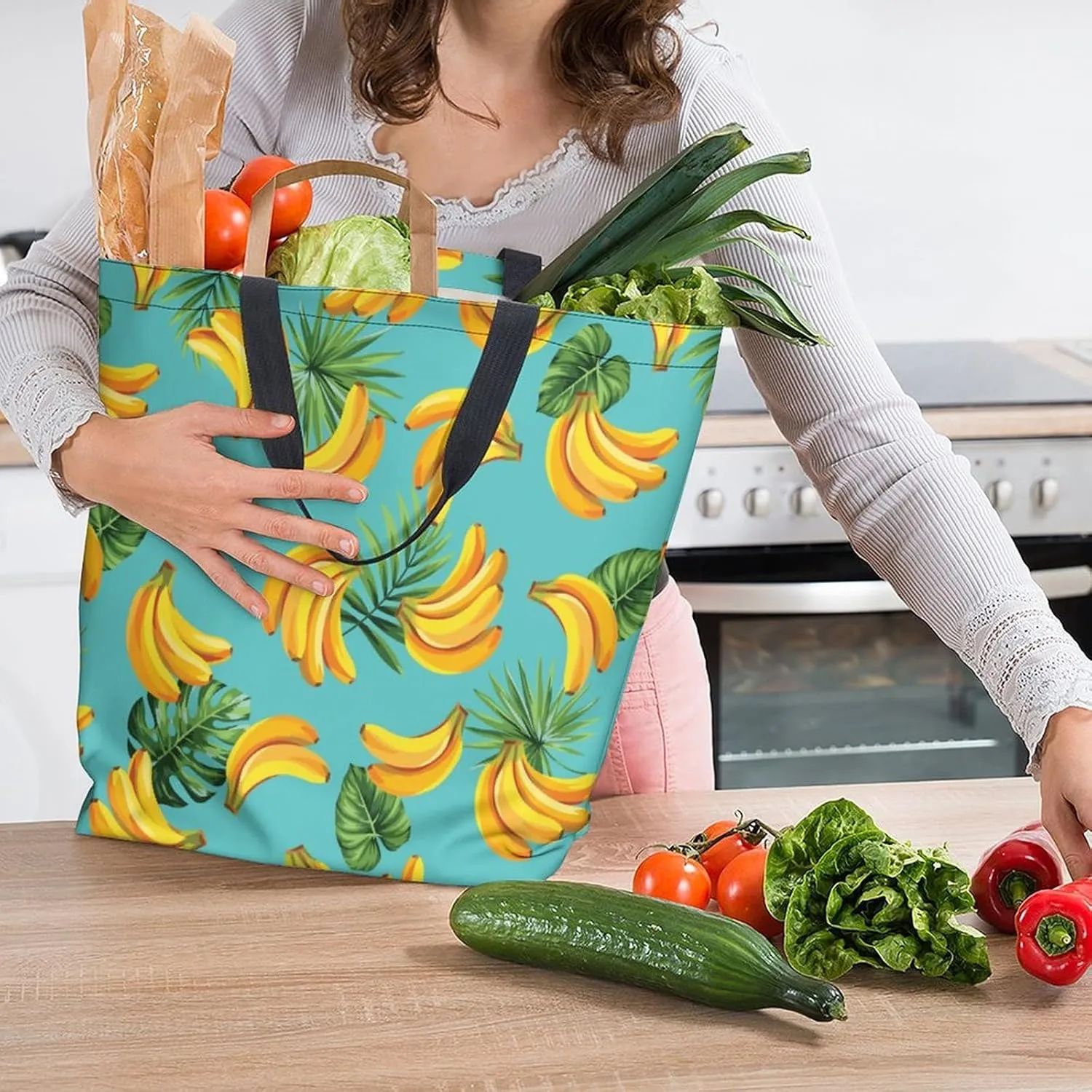Canvas Tote Bag Large Women Casual Shoulder Bag Handbag Reusable Beach Shopping Grocery Bag For Outdoors