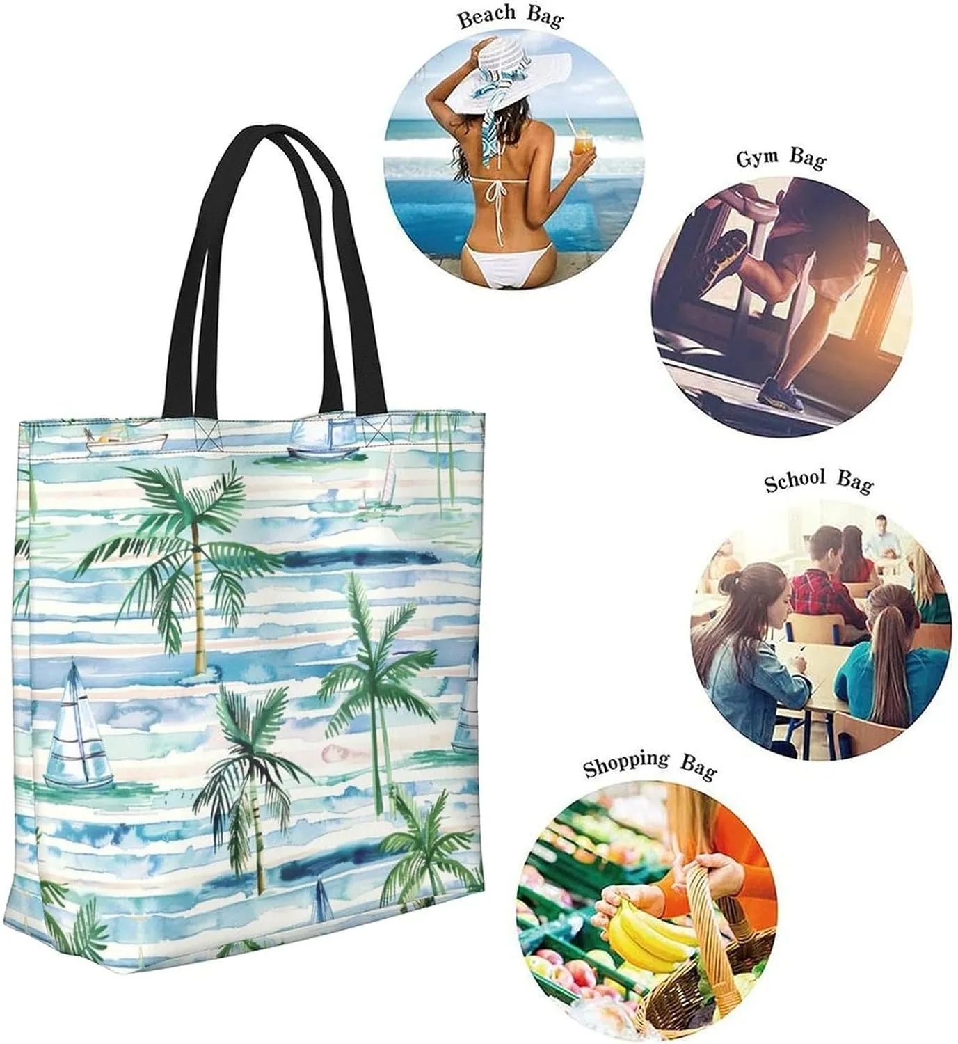 Canvas Tote Bag Large Women Casual Shoulder Bag Handbag Reusable Beach Shopping Grocery Bag For Outdoors