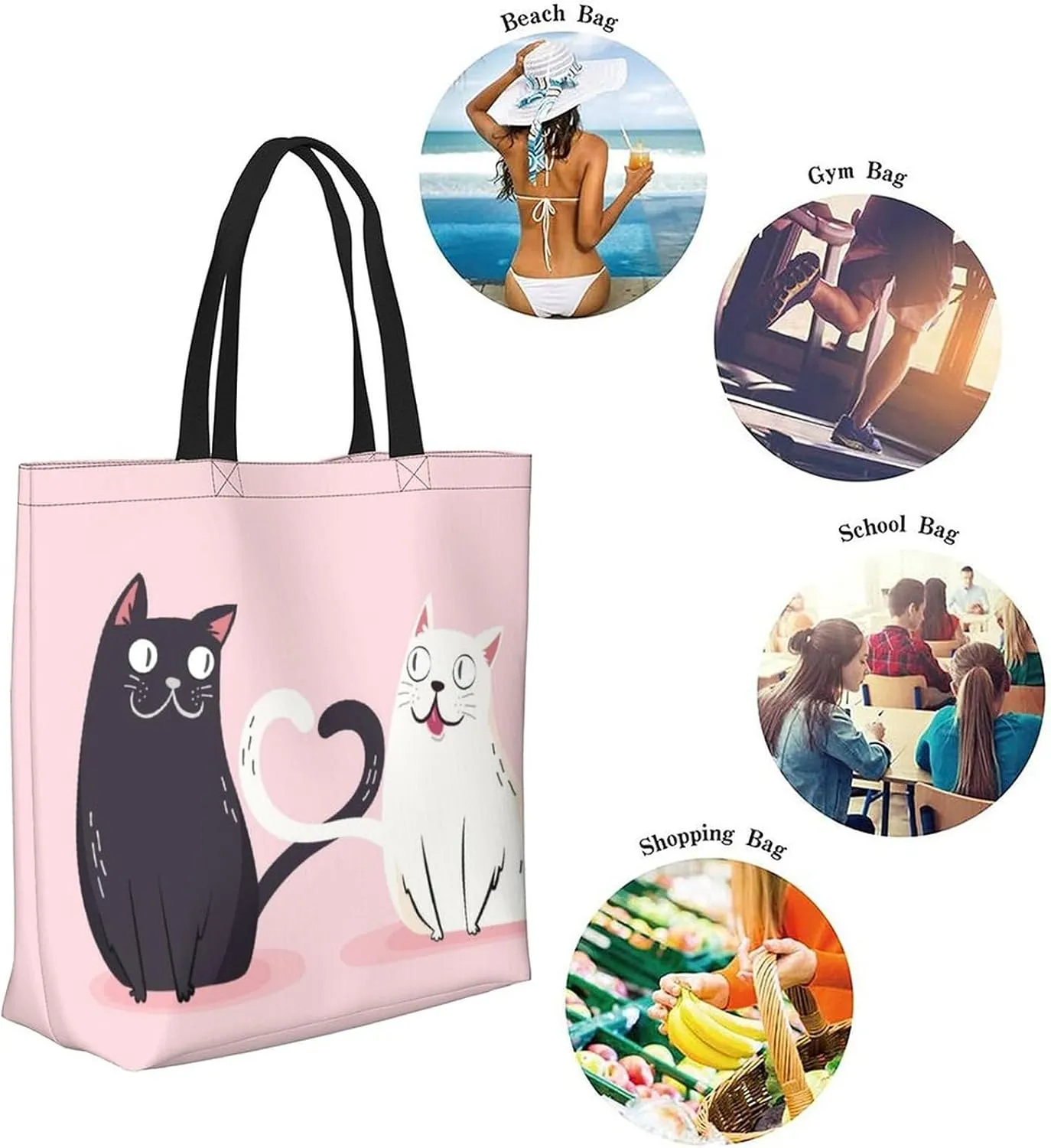 Canvas Tote Bag Large Women Casual Shoulder Bag Handbag Reusable Beach Shopping Grocery Bag For Outdoors